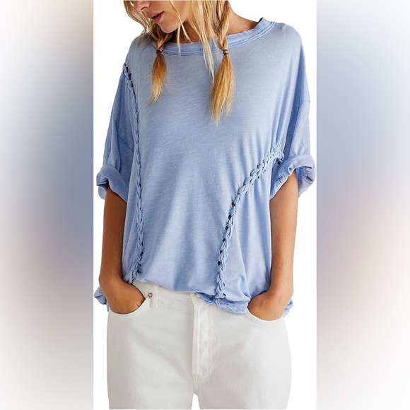 NWT Free People Moonlit Midi Rock Crystal Oversized T Shirt Size Small - Picture 1 of 8